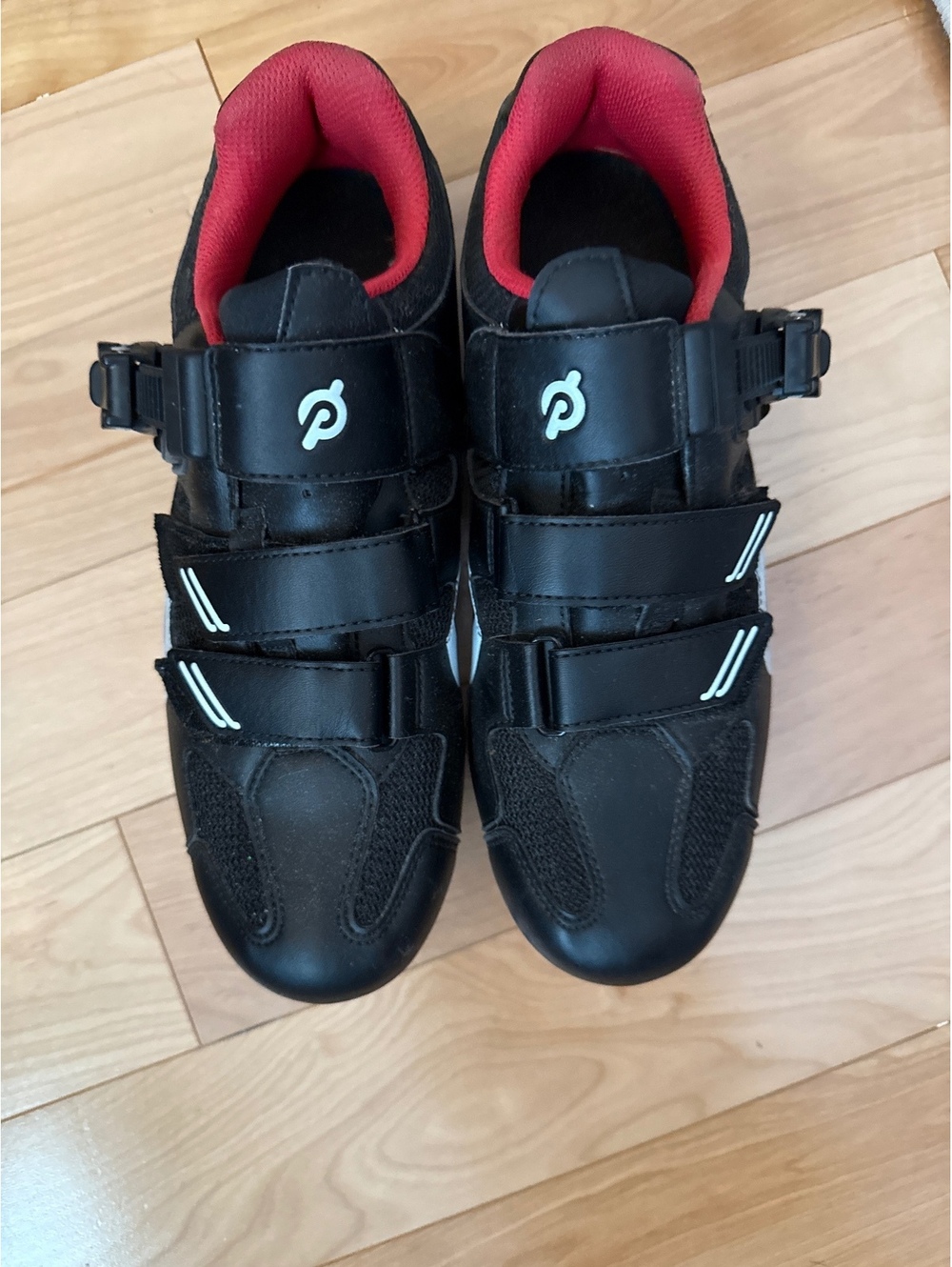 Peloton Cycling Shoes Size 40 Black Red Cleats Included